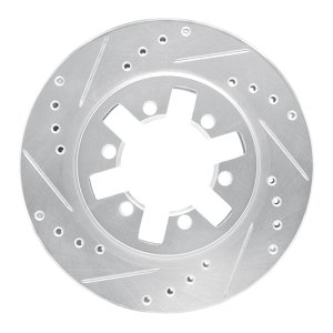 Nissan NP300 Brake Rotor (1) - Front Left - R1 Concepts - Drilled & Slotted - Silver - `85-`12
